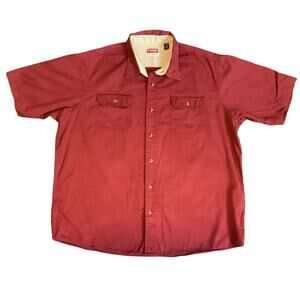 Wrangler Men’s Button Down Short Sleeve Shirt size 2XLarge Color Burgandy